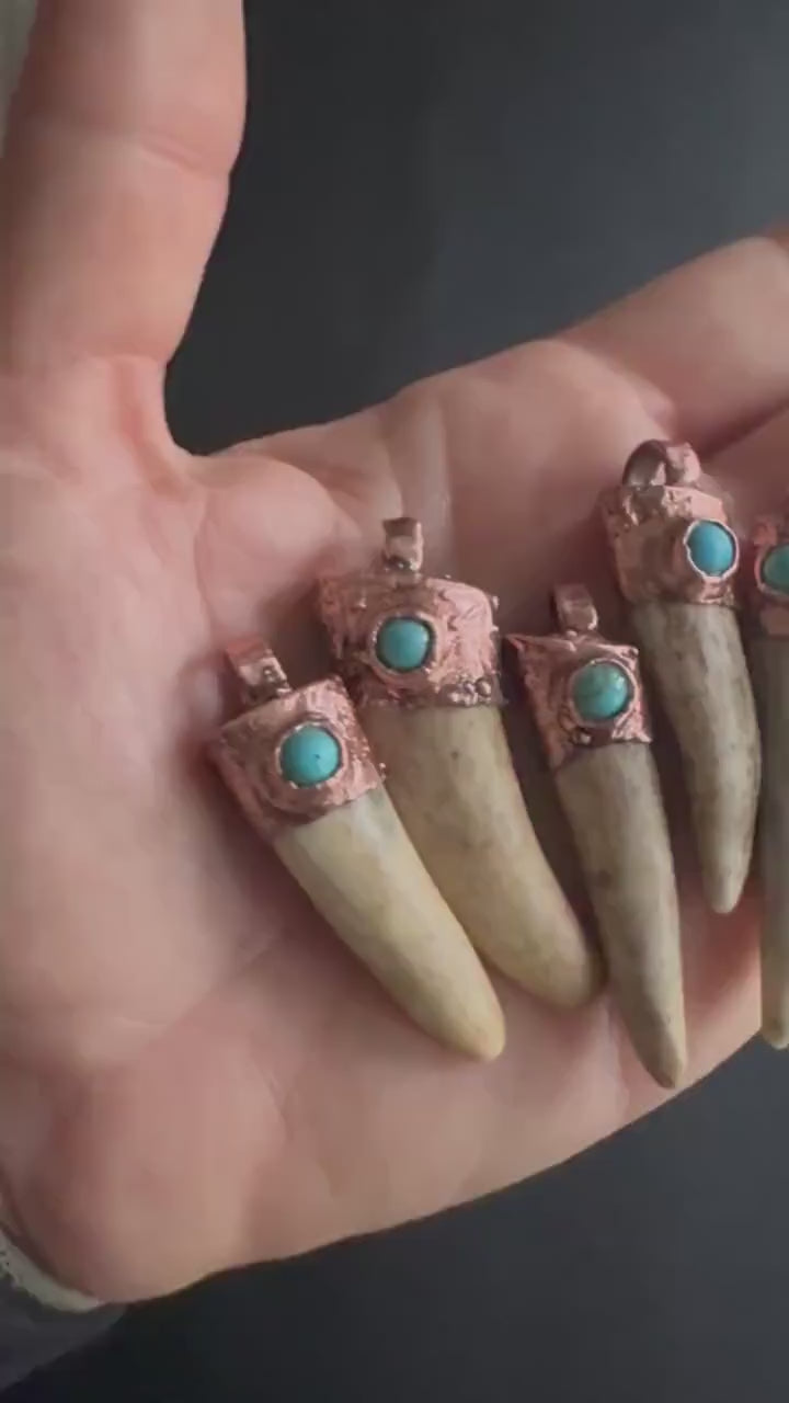 Turquoise Crystal Deer Antler Necklace