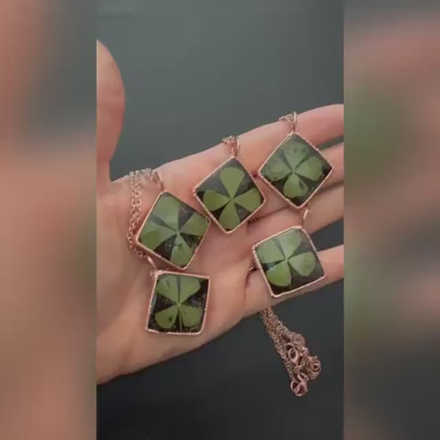 Real Four Leaf Clover Necklace