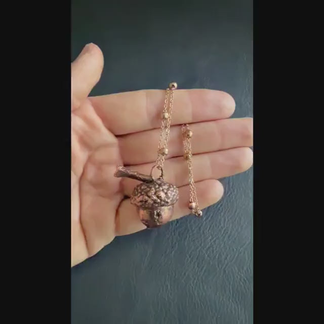 Real Acorn Necklace Electroformed in Copper | Woodland Botanical Pendant | Handmade Nature Jewelry | Boho Fall Necklace