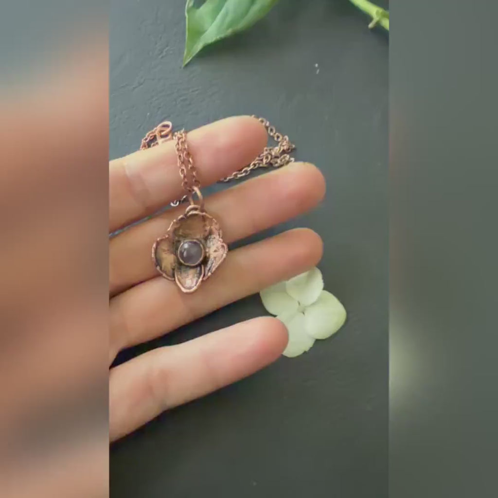 Hydrangea Flower Necklace with Amethyst