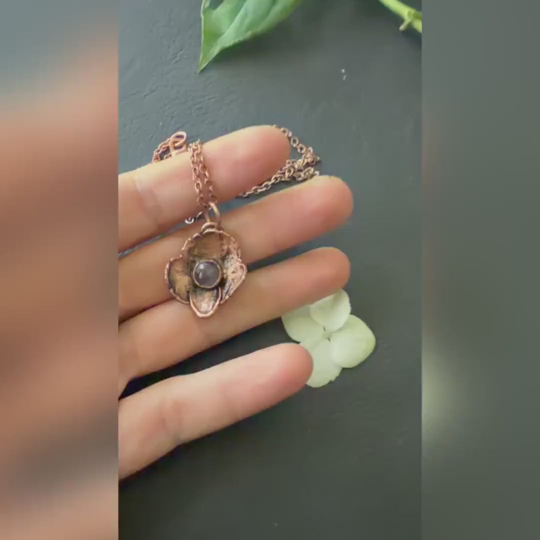 Hydrangea Flower Necklace with Amethyst