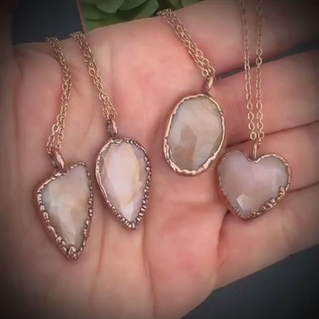 Pink Opal Rose Cut Necklace