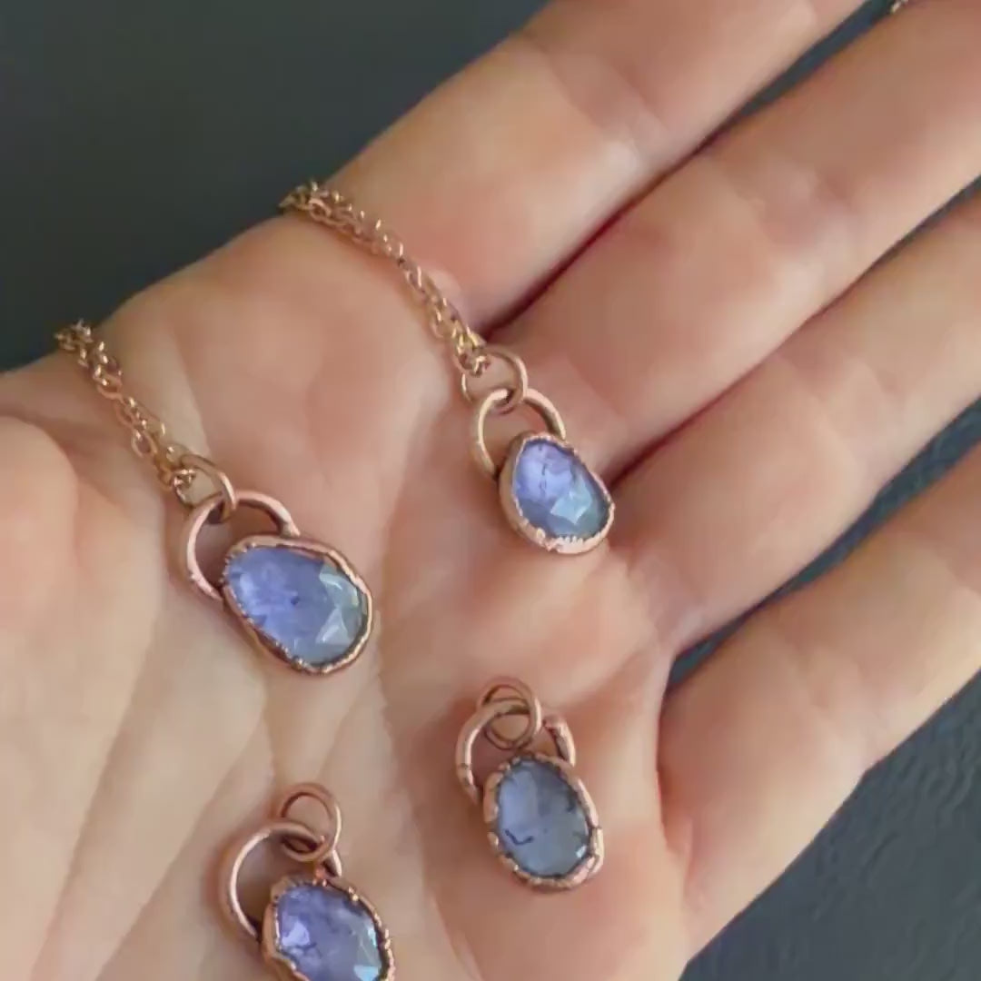 Tanzanite Rose Cut Crystal Necklace