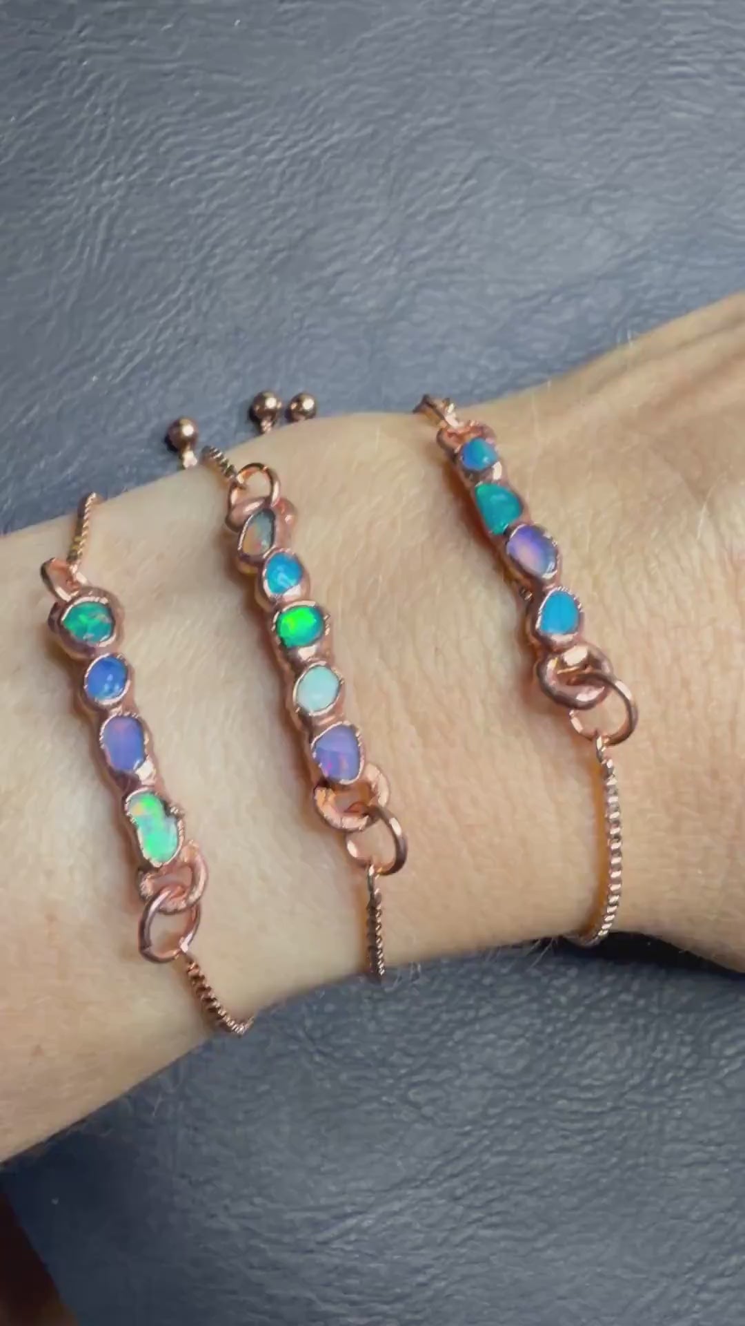 Electroformed Opal Multi-Stone Adjustable Bracelet