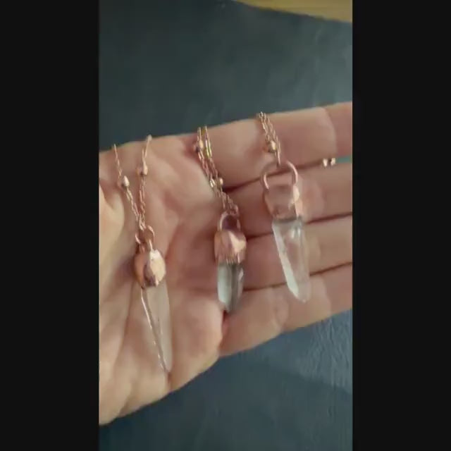 Lemurian Quartz Point Electroformed Necklace- Raw Stone Necklace