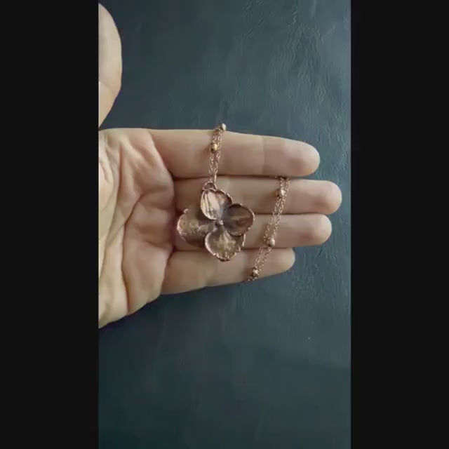 Real Hydrangea Flower Necklace | Electroformed Copper Pendant | Preserved Botanical Jewelry | Boho Nature Gift
