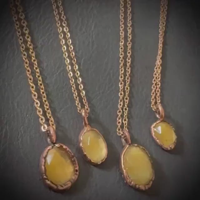 Citrine Necklace: Rose Cut Crystal, November Birthstone