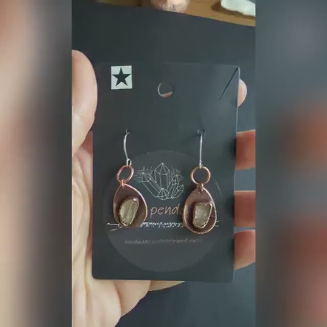 Raw Citrine Dangle Earrings