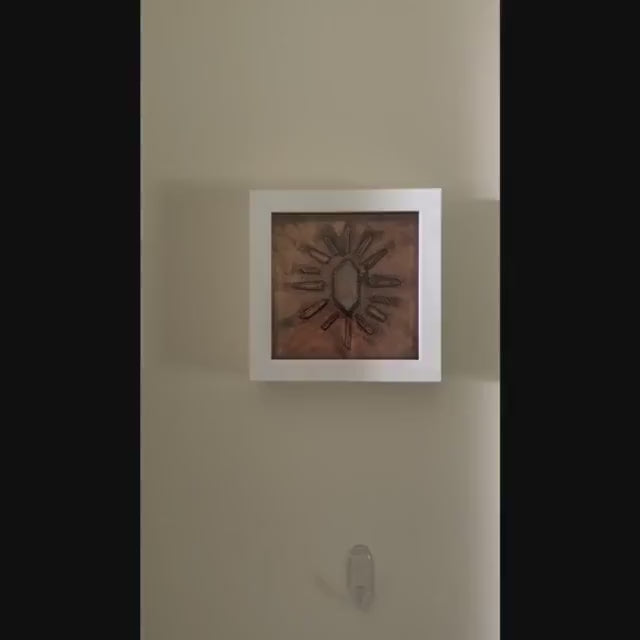 Electroformed Quartz Crystal Sun Wall Art | Framed Copper Lemurian Sunburst Decor | Boho Crystal Healing Art | Metaphysical Gift