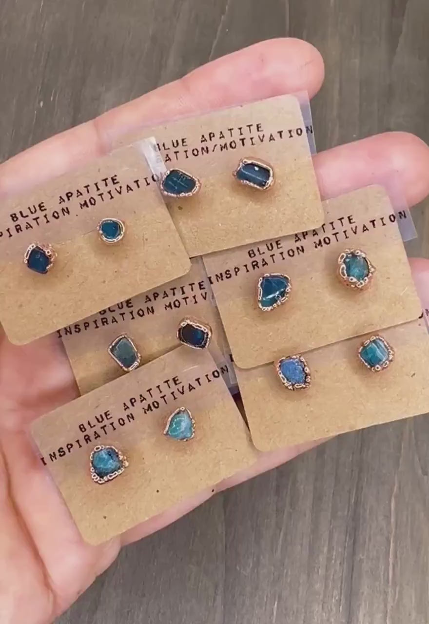 Blue Apatite Stud Earrings