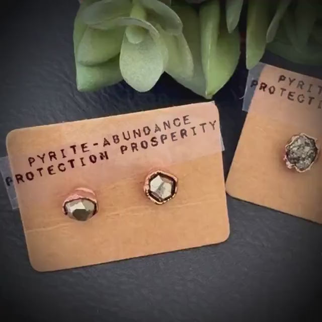 Raw Pyrite Copper Stud Earrings / Copper Studs / Electroformed Jewelry